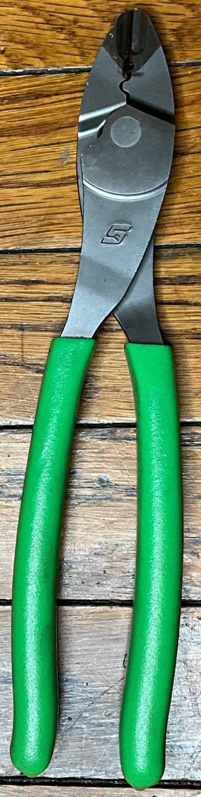 Snap on Tools USA 9” GREEN Soft Grip Wire Terminal Crimping Tool 29ACF