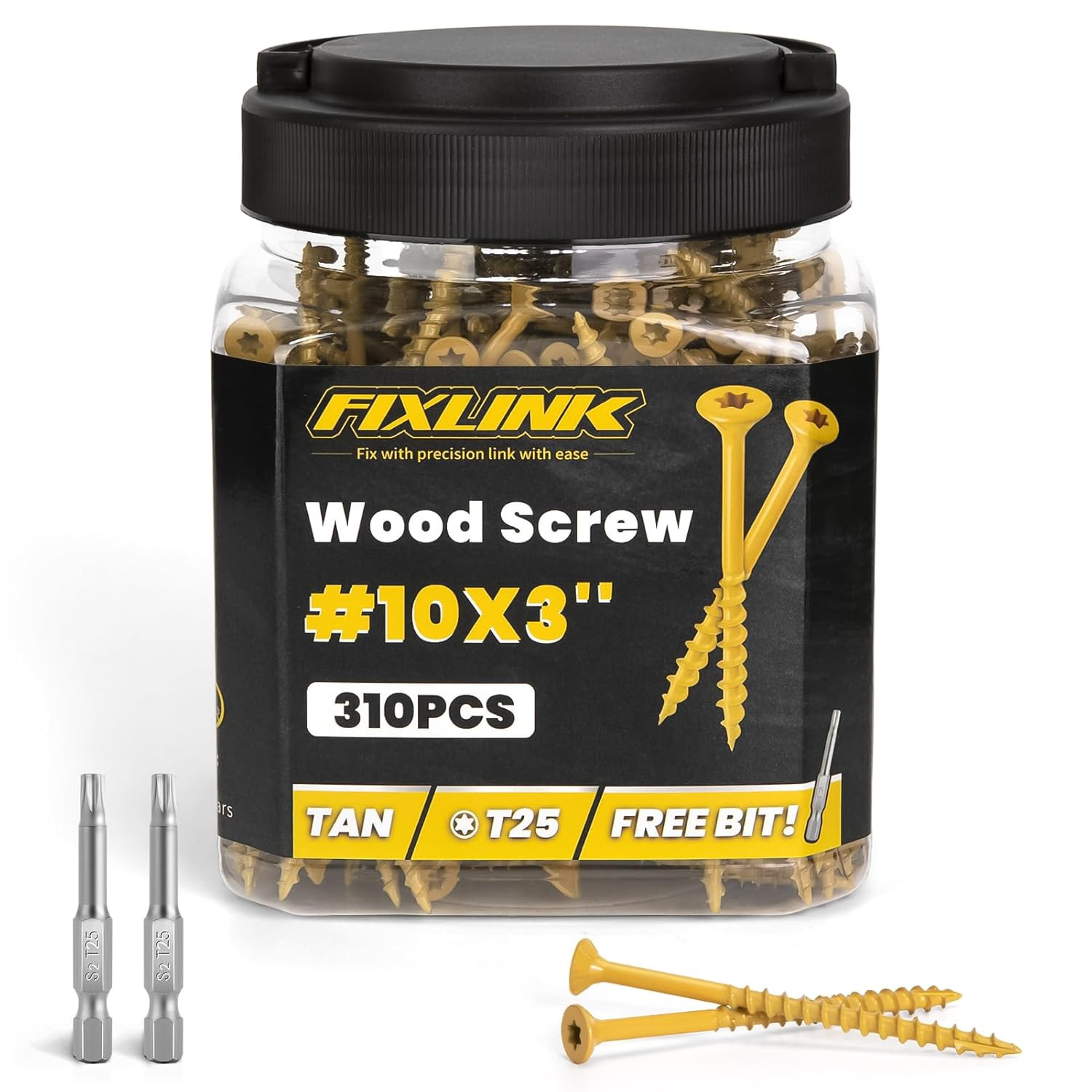 Wood Screws 3 Inch, Deck Screws #10 X 3, 310 PCS, Epoxy Coated, T25 Star Bit ab