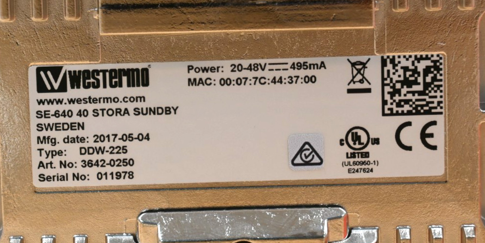 WESTERMO DDW-225 | DDW225 ETHERNET EXTENDER MODULE 20-48V 40693593 3642-0250