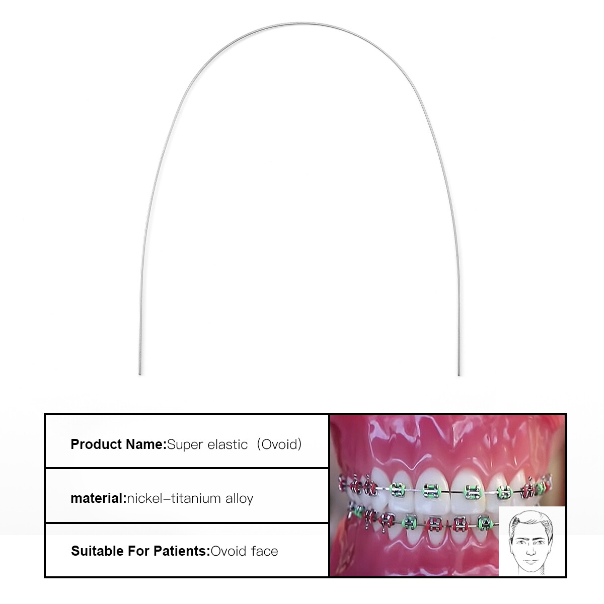 ortodoncia dental súper elástica niti arco cables Forma ovoide rectangular