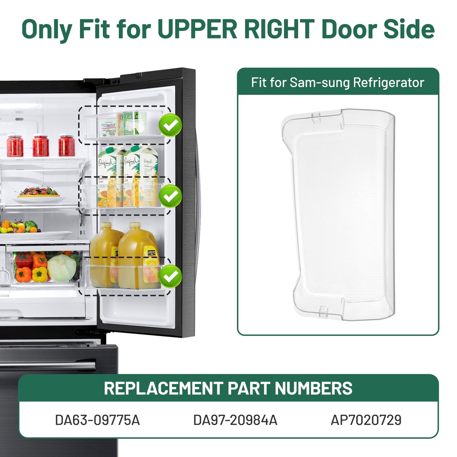 UPGRADED DA63-09775A Fridge Right Door Shelf Bin for RF28T5001SR RF28T5021SR…