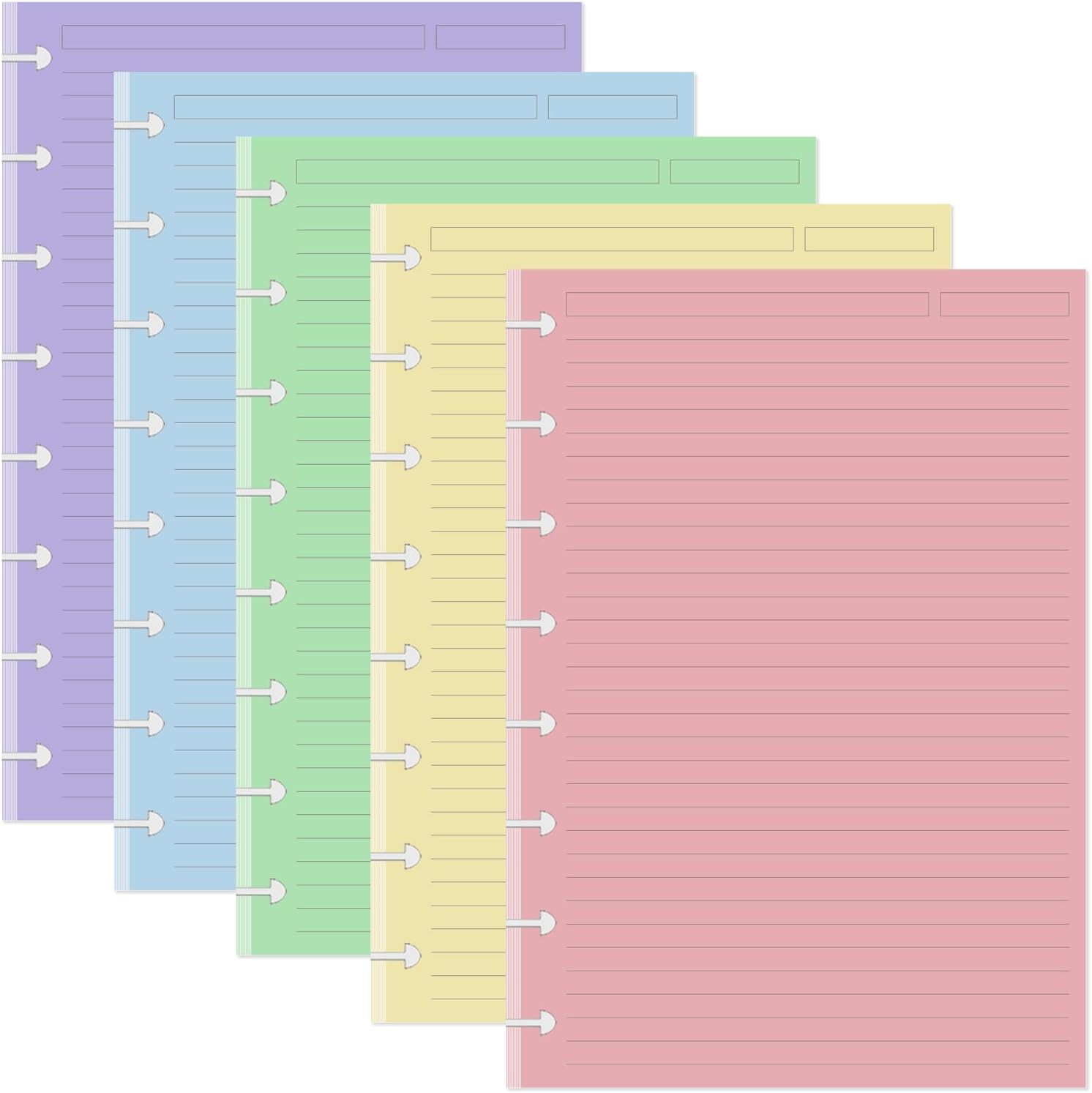 Junior Size TUL Discbound Lined Refill Paper, 8-Disc Disbound Insert, 5 Colors(2