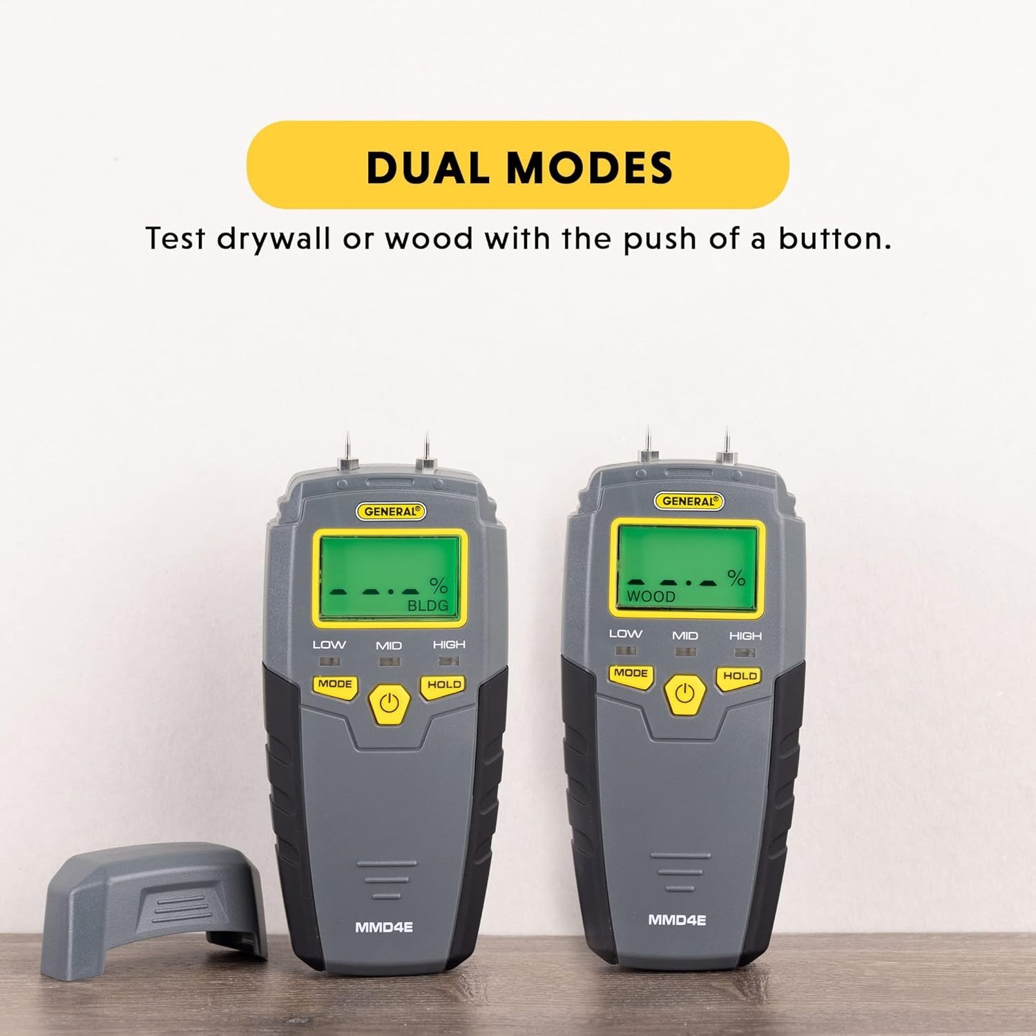 Digital Moisture Meter, MMD4E, Pin Type, Backlit LCD, Gray, Water Leak Detector