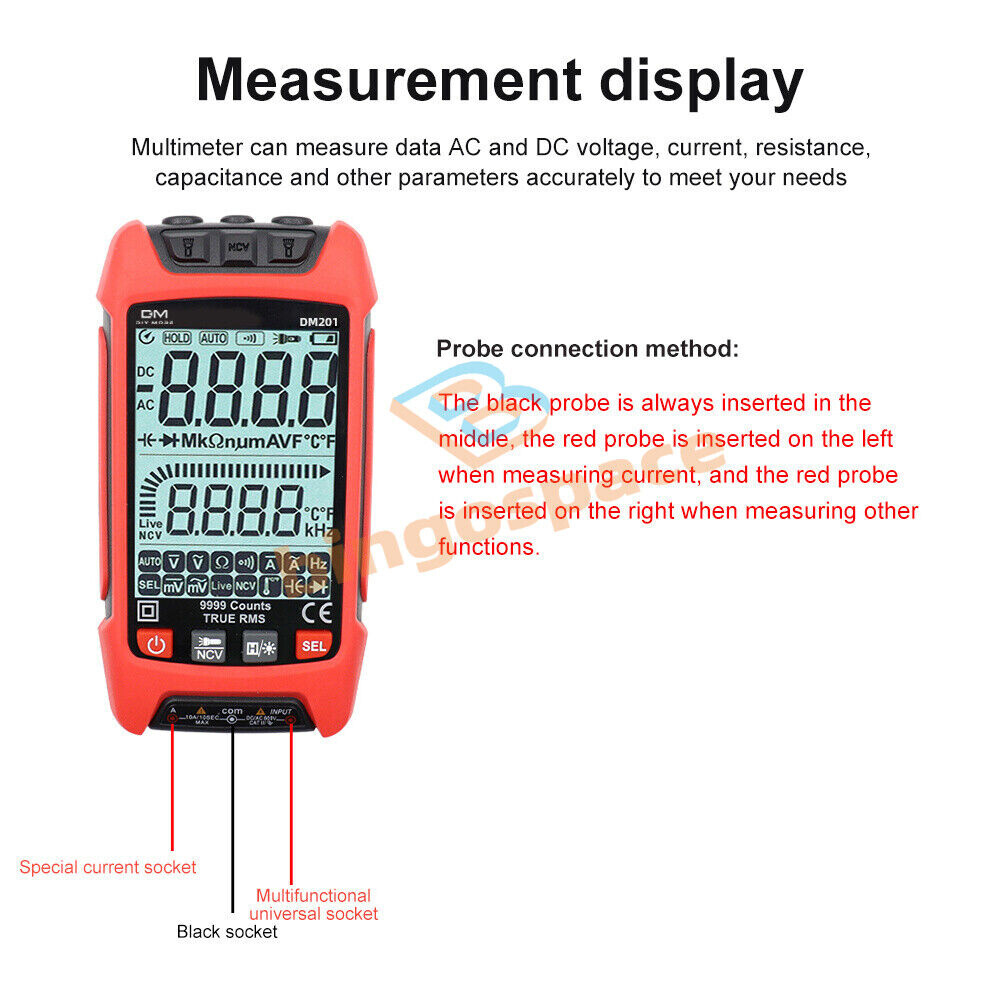 DM202 Digital Multimeter Voltmeter Resistance Capacitance Temp Transistor Meter