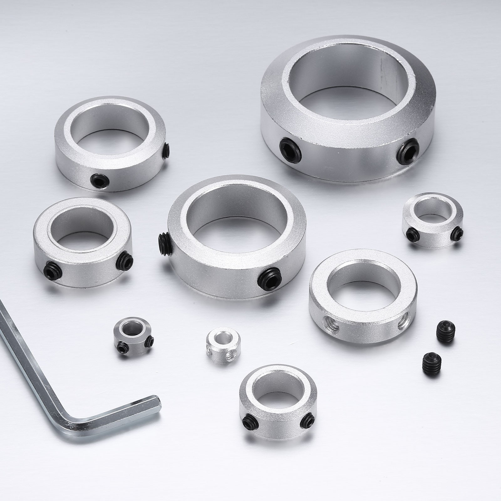 10Pack Shaft Collars, 5mm Bore 6mm t Axle Collars 11mm OD, Silver