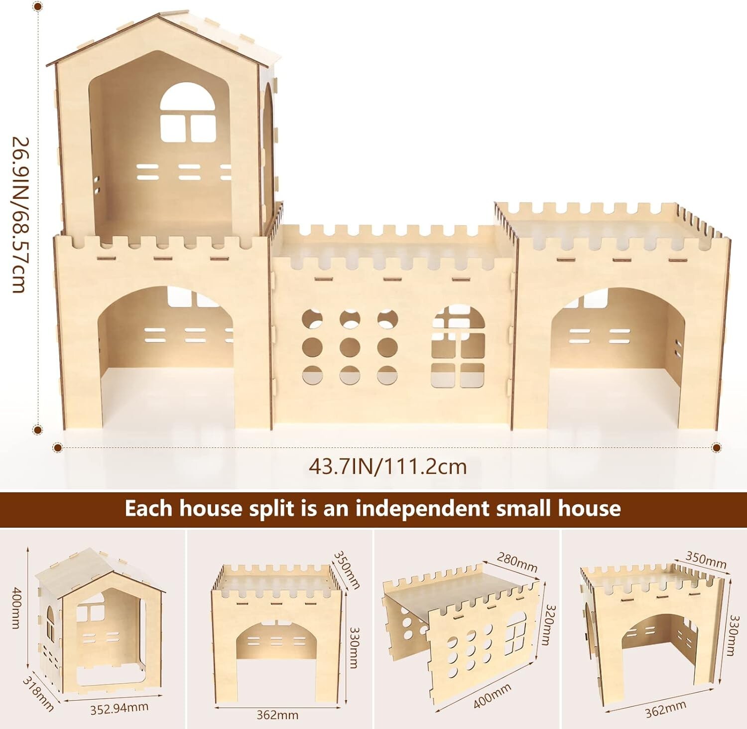 Woiworco Extra Large Rabbit Hideout Wooden Rabbit house