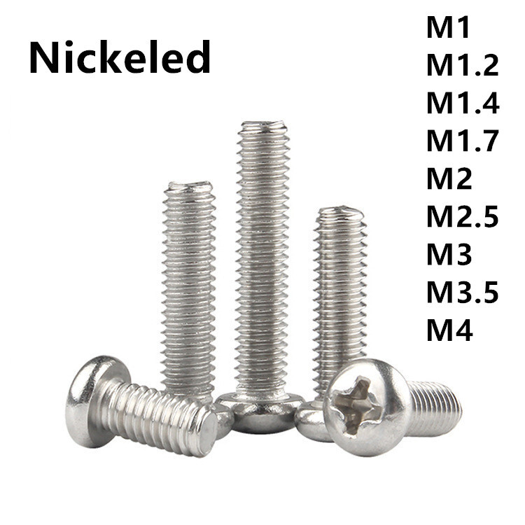 M1 M1.2 M1.4 M1.7 – M4 Nickeled Steel Phillips Cross Pan Head Machine Screws