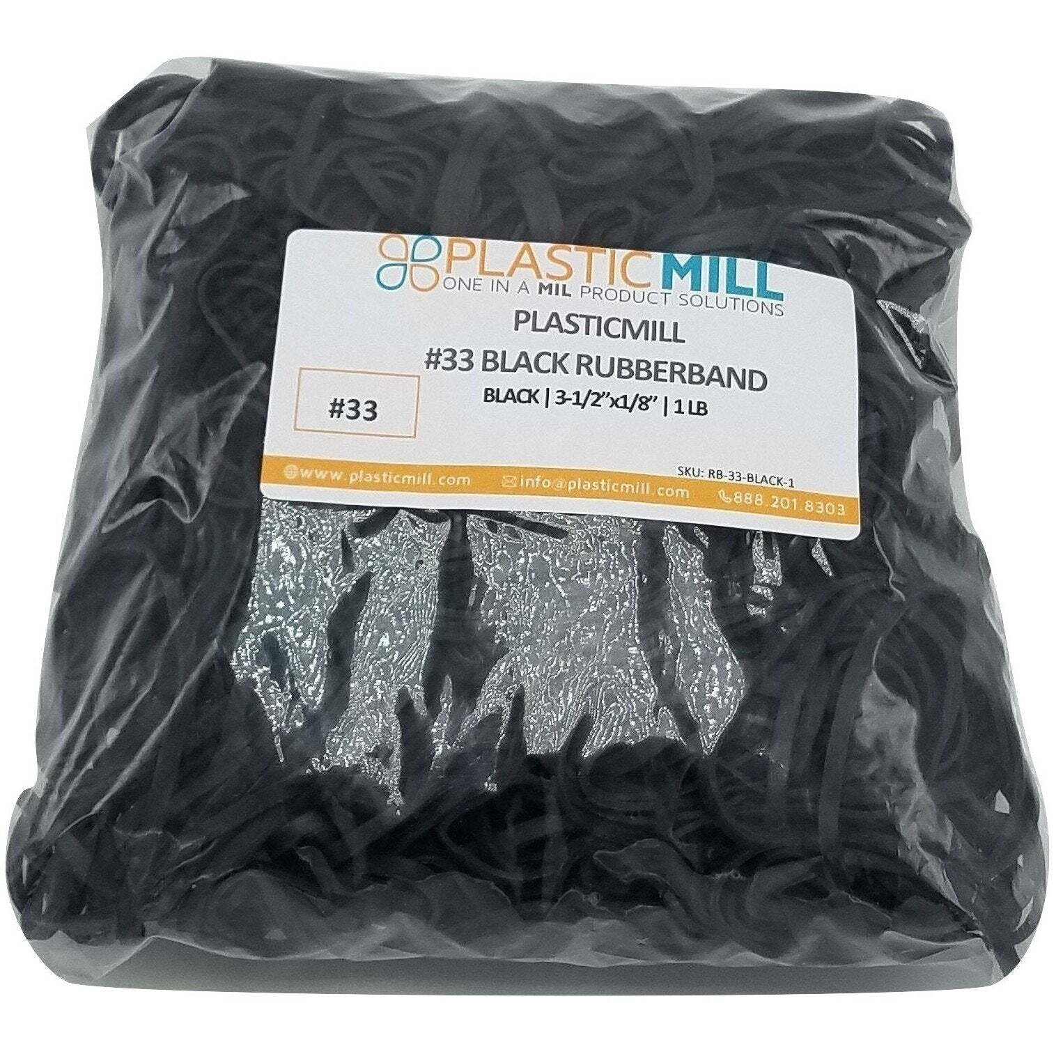 Rubber Bands #33: #33 Size, Black UV Rated, EPDM, 1LB/500 Count.