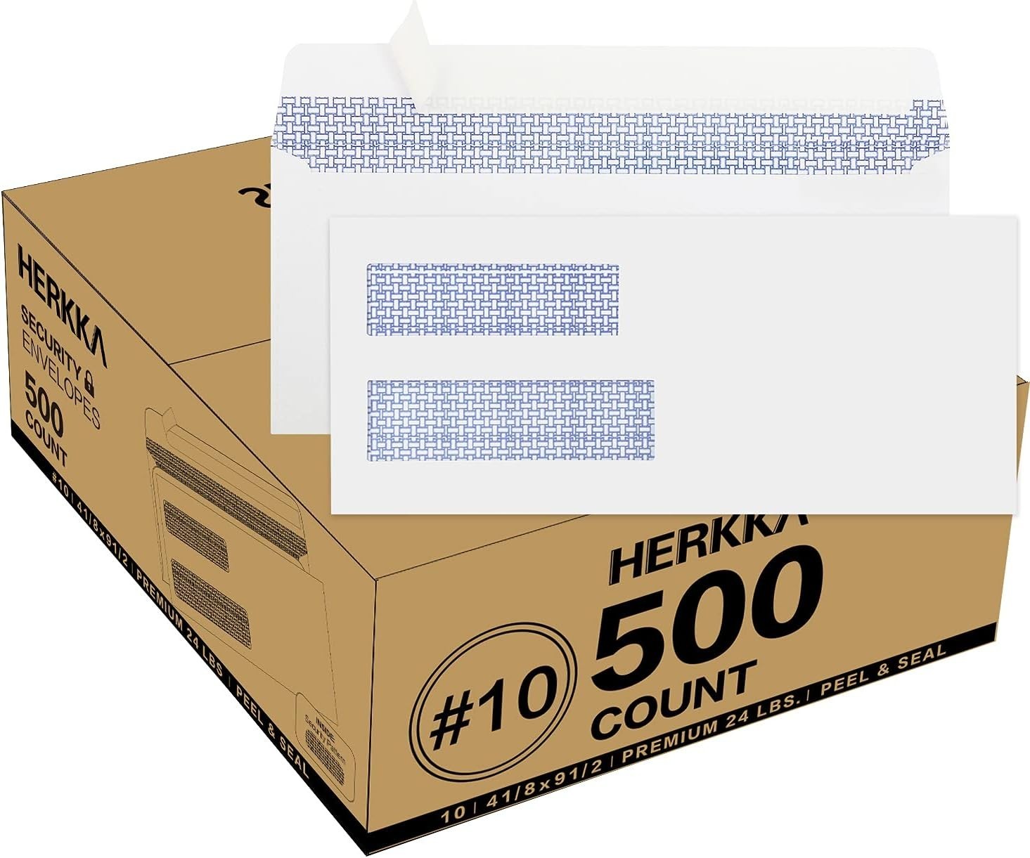 Self Seal Double Window Envelopes 4.125 x 9.5 Inches Ideal for Billing 500 Count