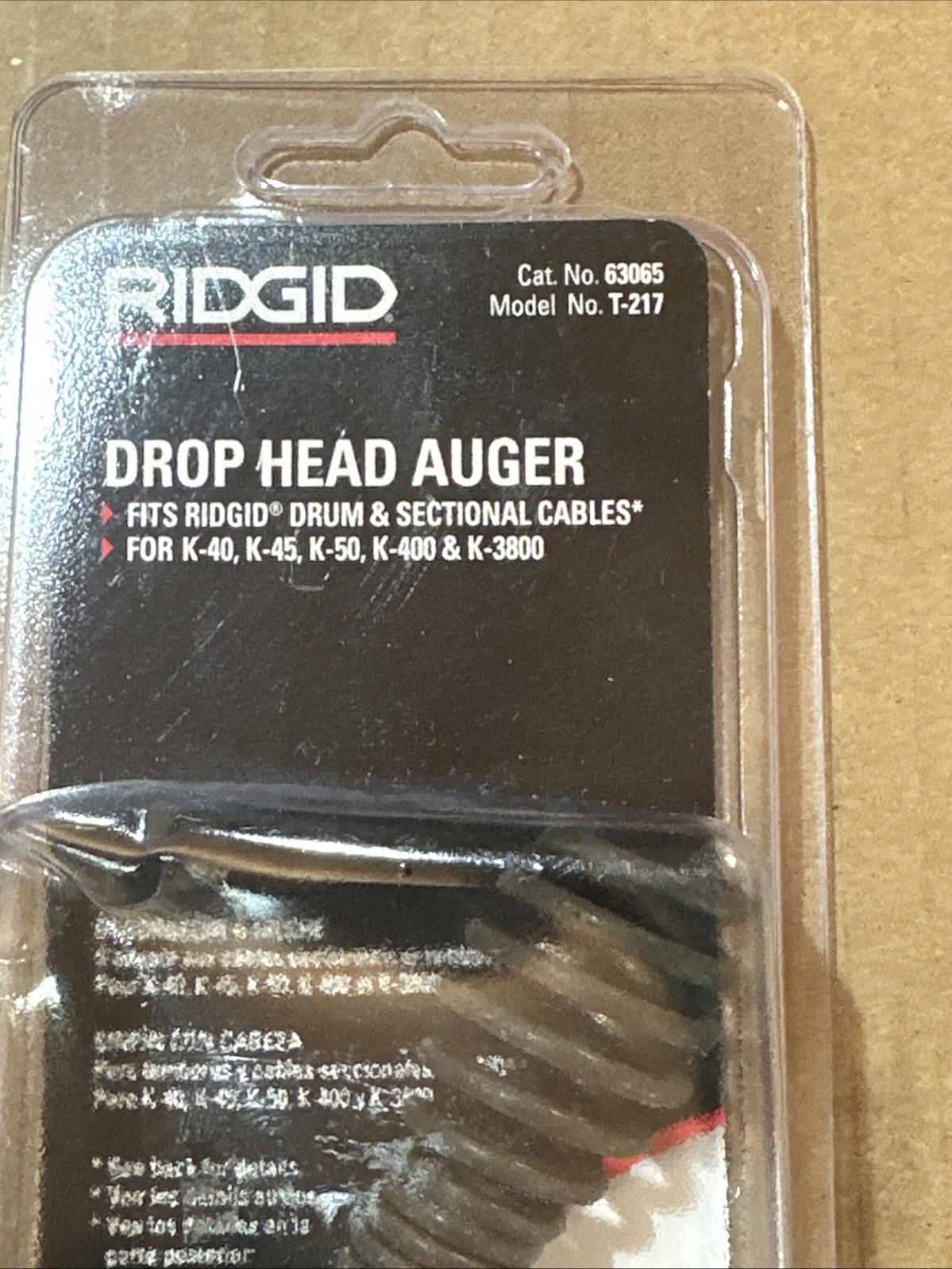Ridgid 63065 T-217 4″ Drum Cable Drop Head Auger for K-400 & K-3800 Drum Machine