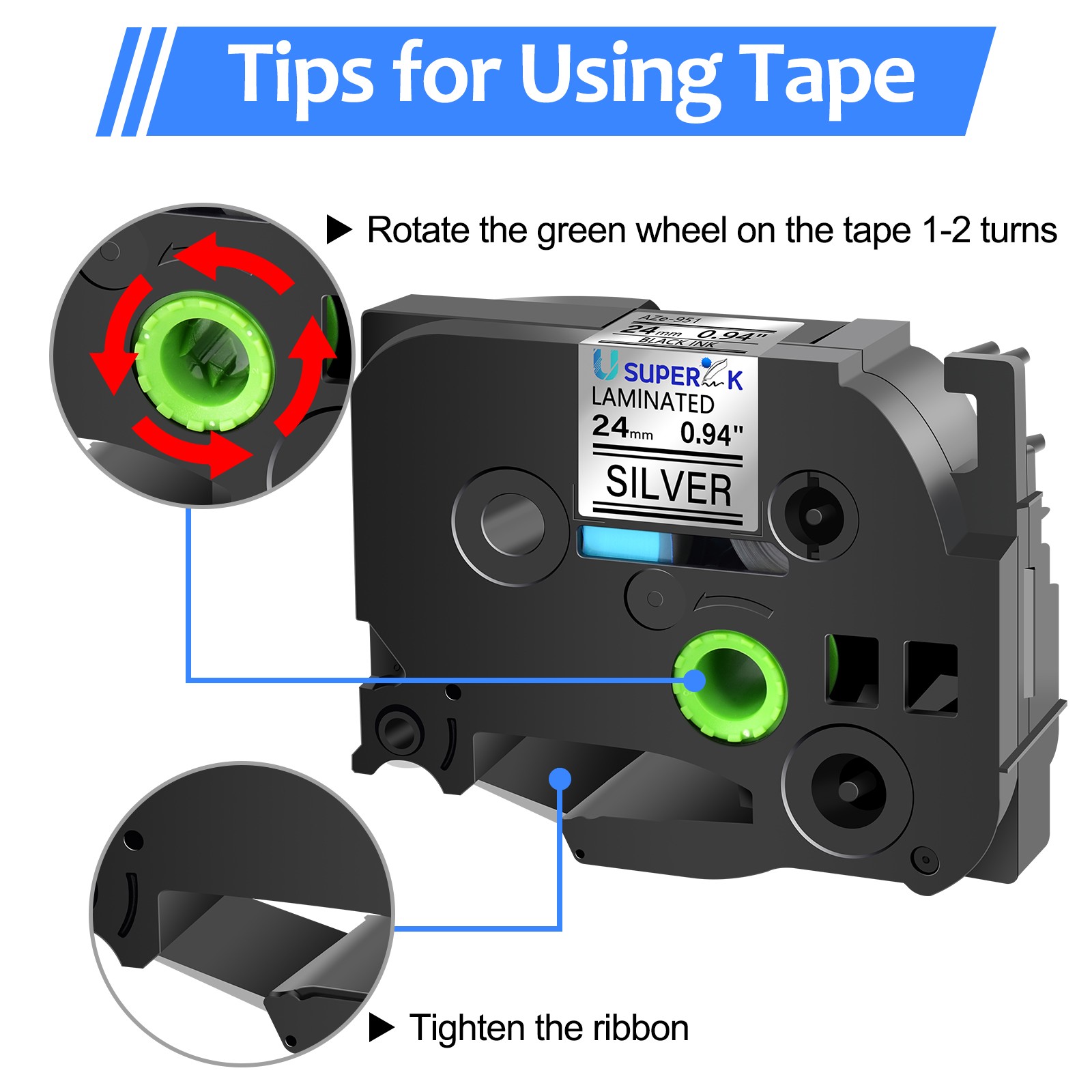3PK TZe-951 Black on Silver 24mm Tapes Compatible For Brother PT-P710BT PTD-600
