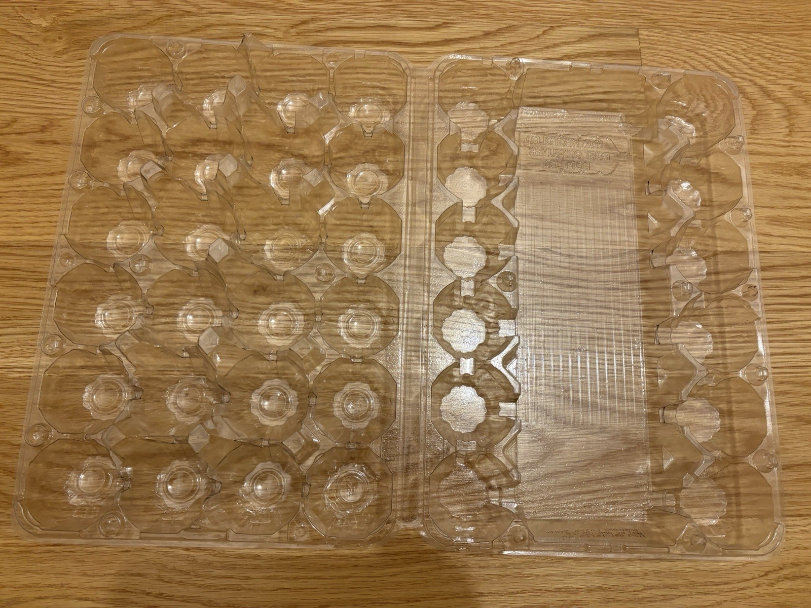 Egg Carton Crate~24 COUNT~2 Dozen~Clear Plastic~Two Fold~Attached Top~USA Made
