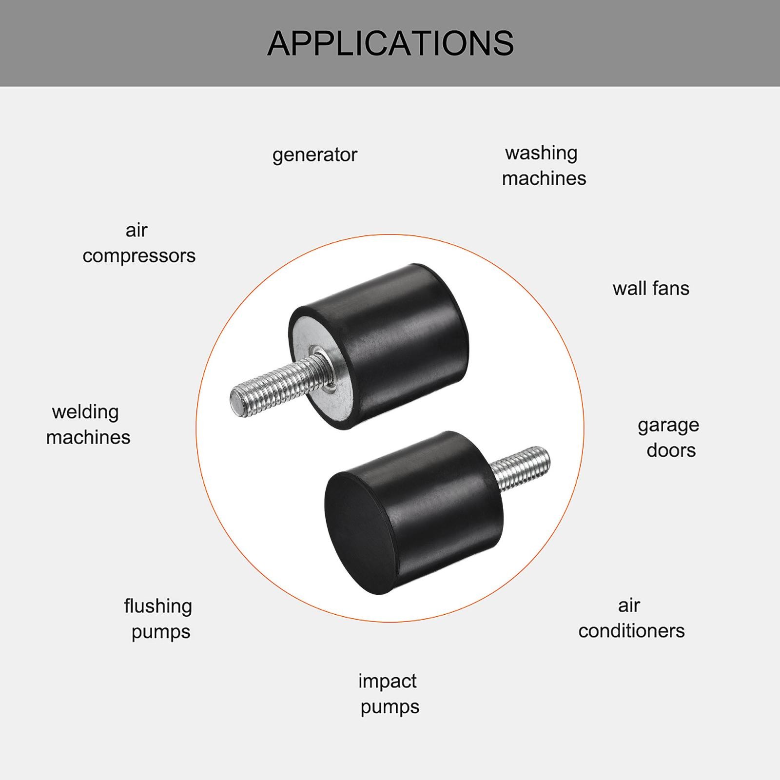 2pcs M8 Rubber Mounts Male Thread Shock Absorber for Motor Generator Compressor