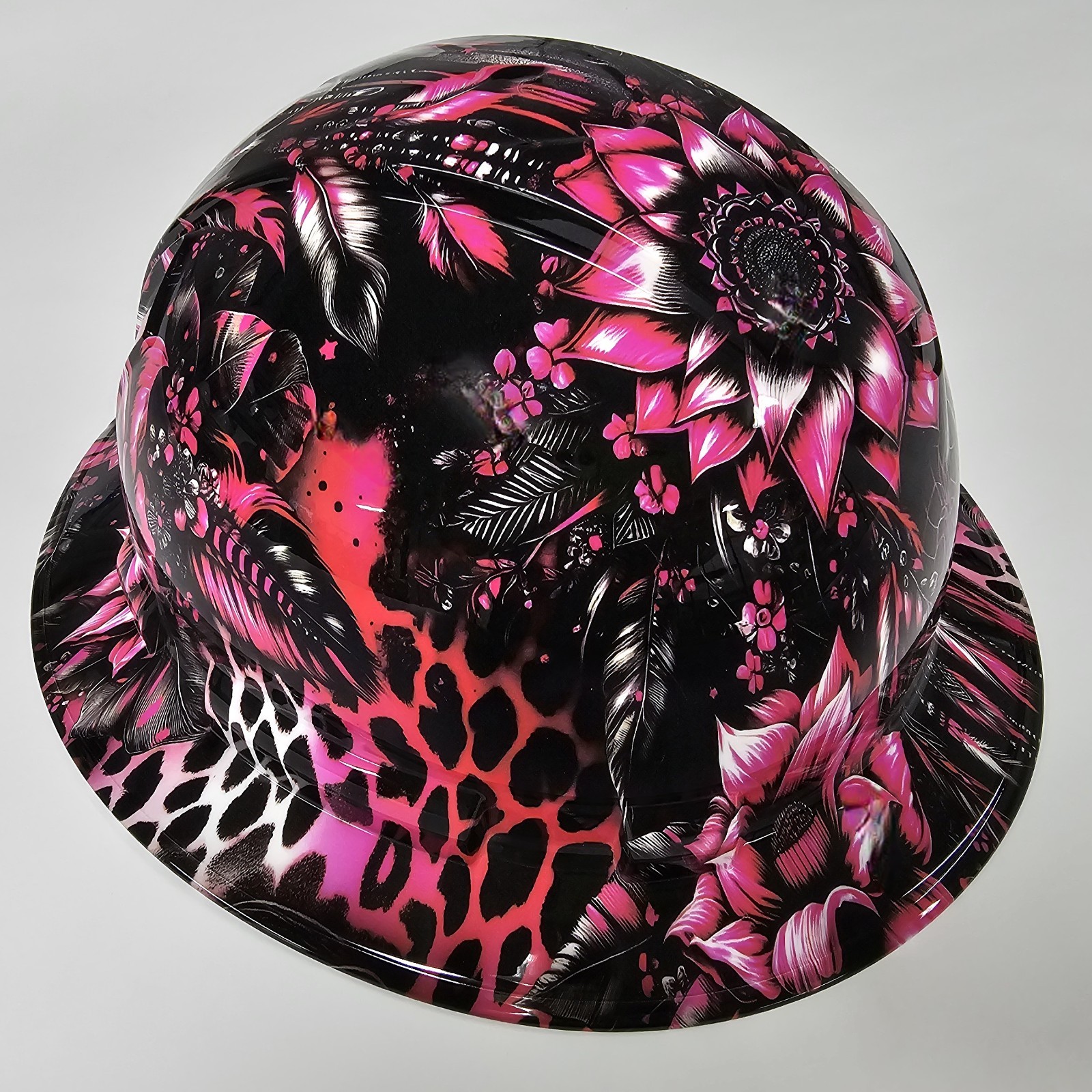 full brim hard hat custom hydro dipped IN PINK LEOPARD DREAMCATCHER HOT NEW LOOK