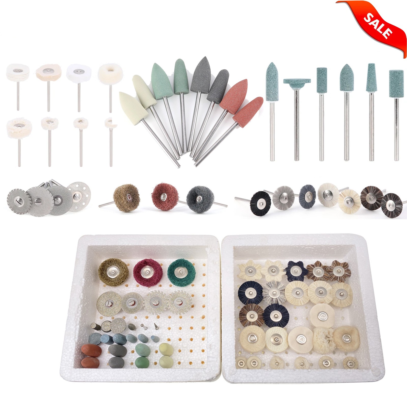51 Pcs Dental Lab Polishing Kit for Handpiece Composite Ceramic HP 2.35mm Shank