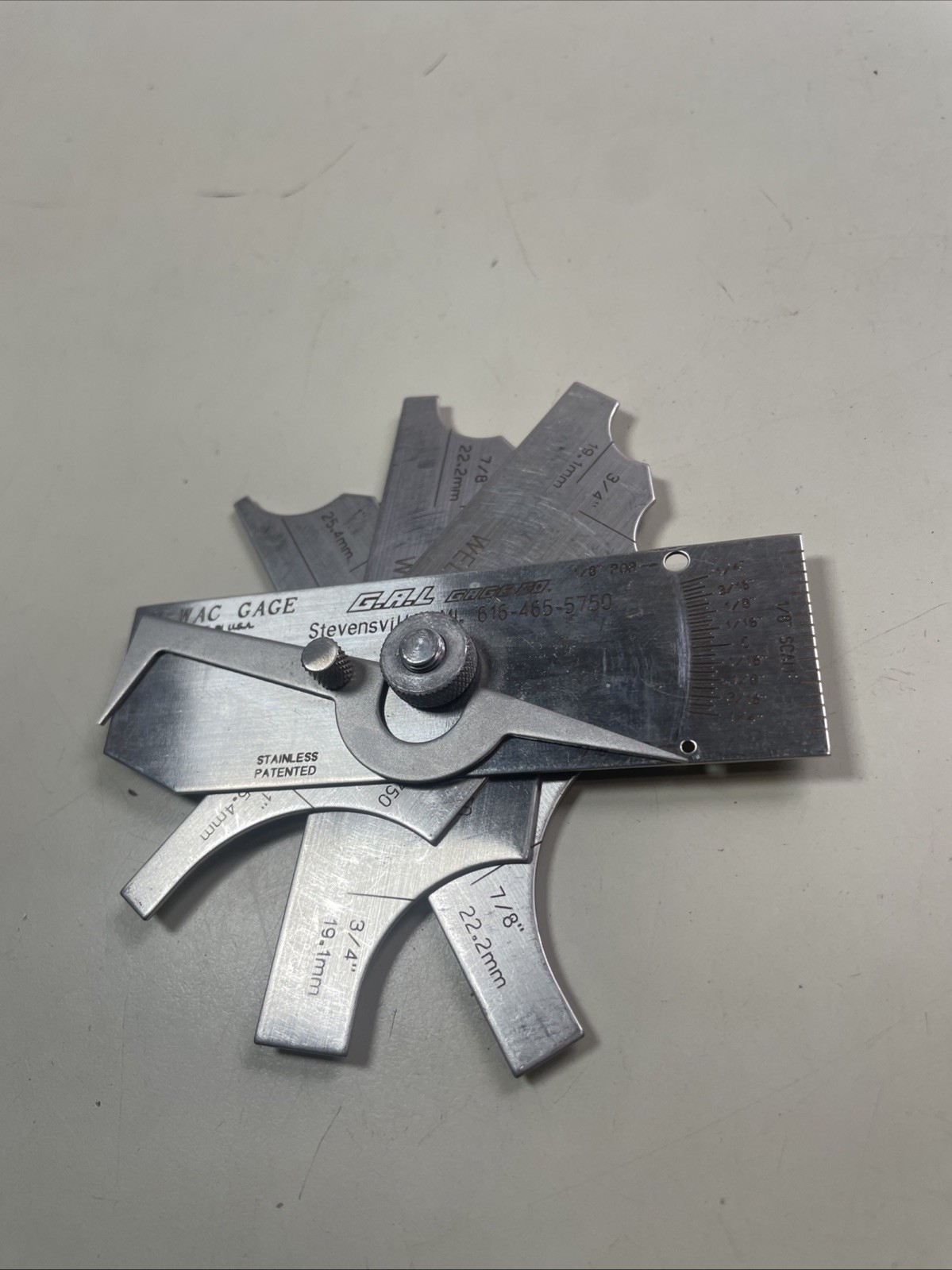 G.A.L. Gage Co. – V-Wac Gauge Weld Fillet Gages 1” 7/8” 3/4” 5/8” 1/4” USA Used