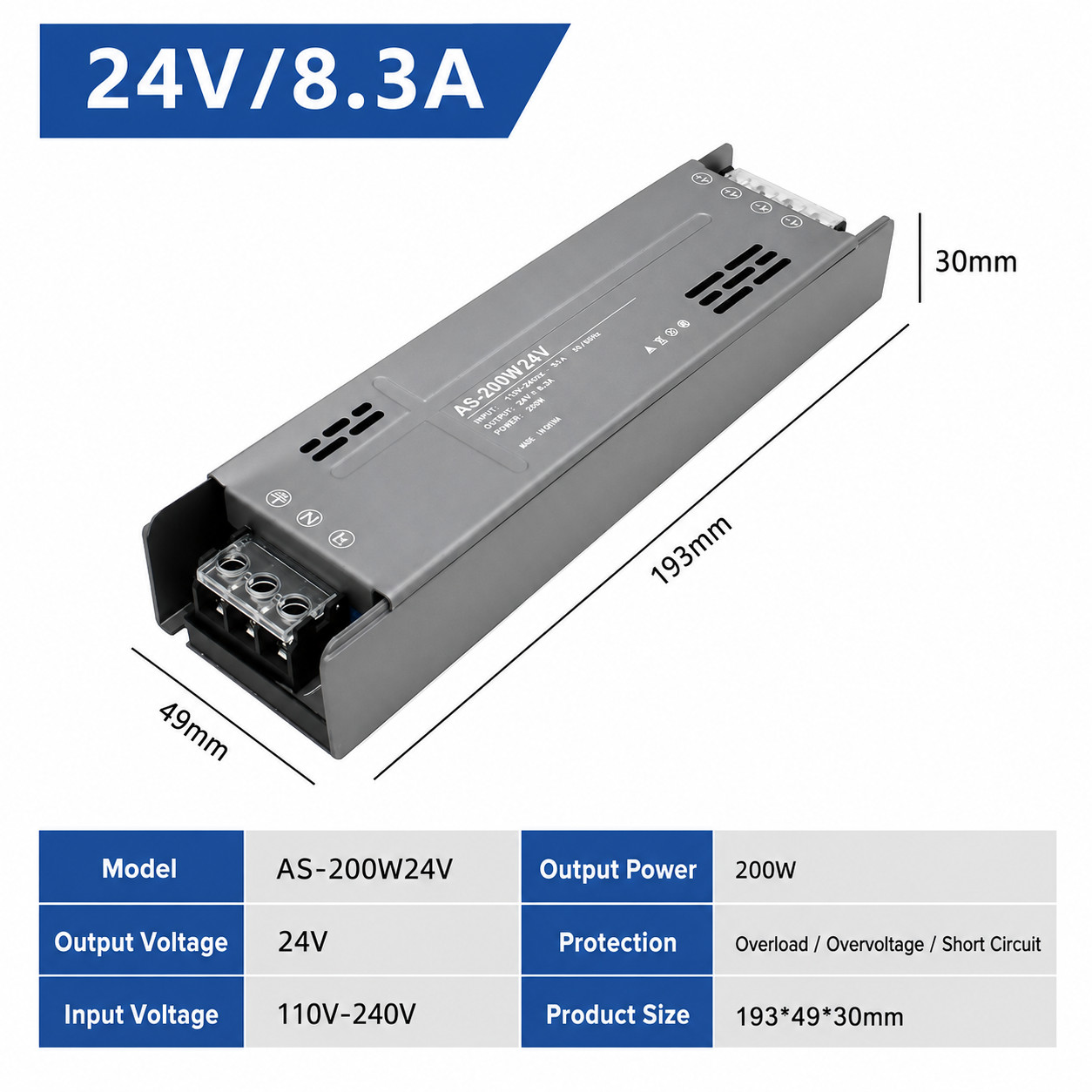 12V 24V 100W-400W LED Driver Power Supply Transformer AC 110V to DC 12V LED Lamp