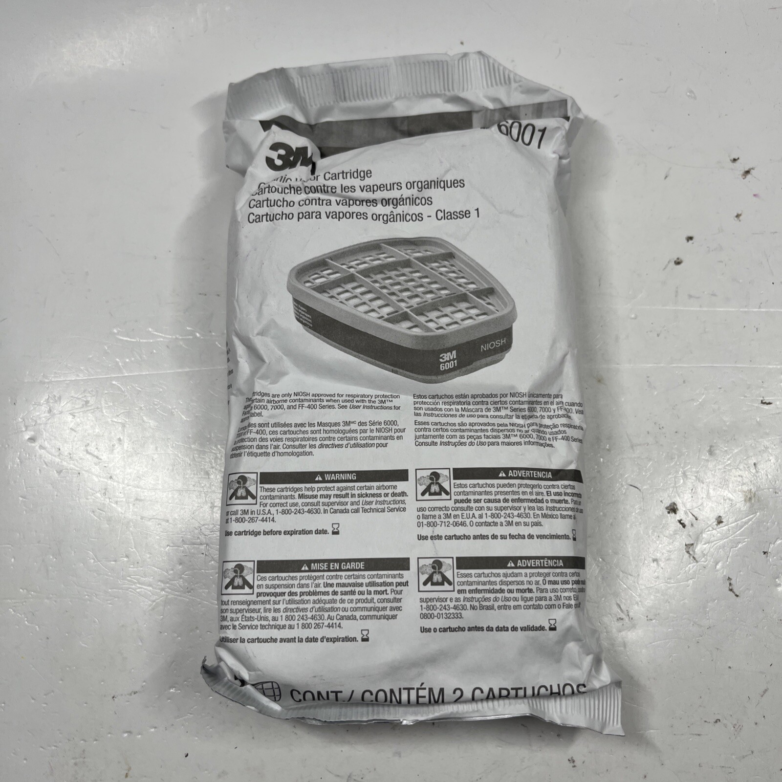 New Package of Two 3M Organic Vapor Cartridges, 6001, 12/2028, Long Shelf Life