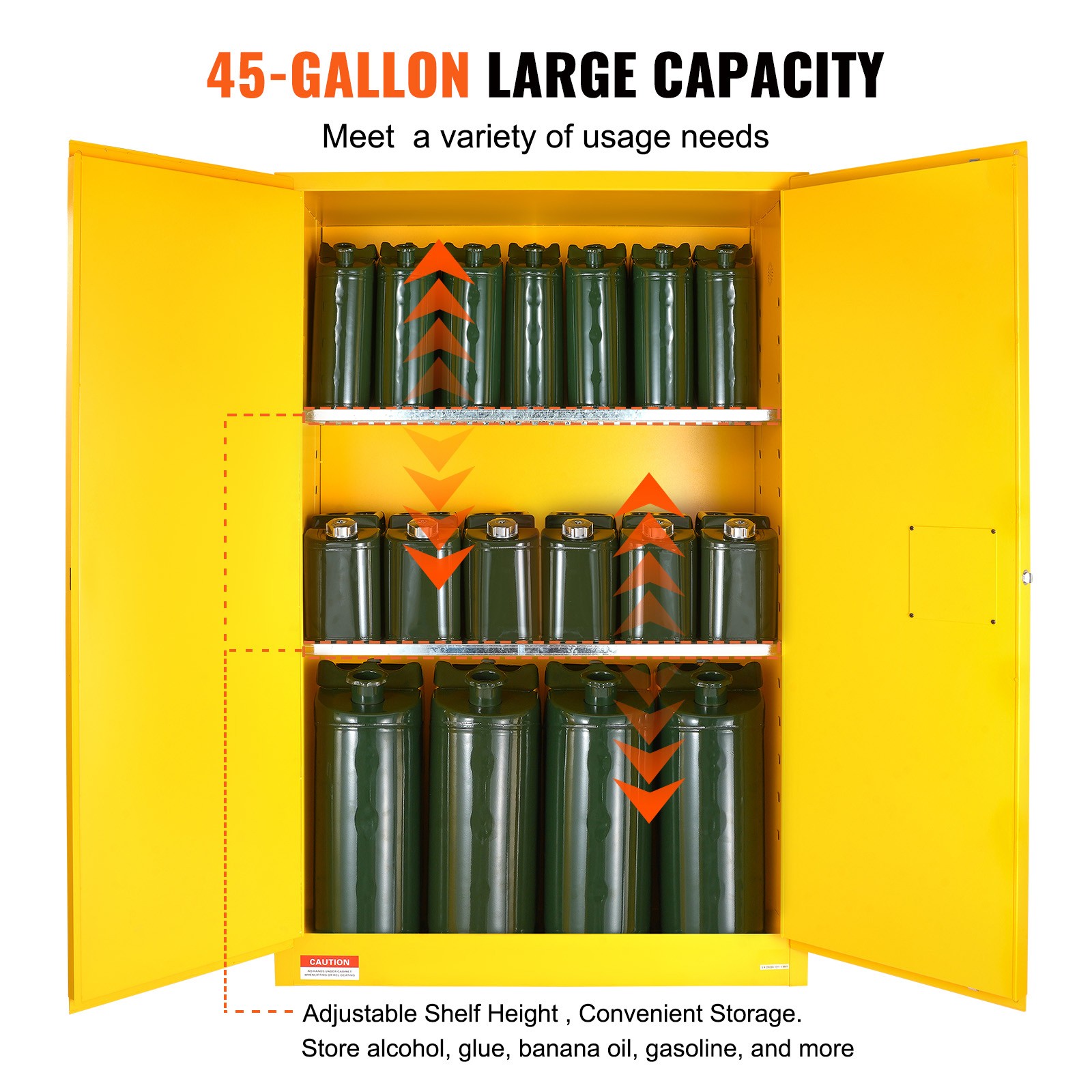 Flammable Safety Cabinet Liquid Storage 45 Gal 42.9×18.1×65.2 in Cabinet