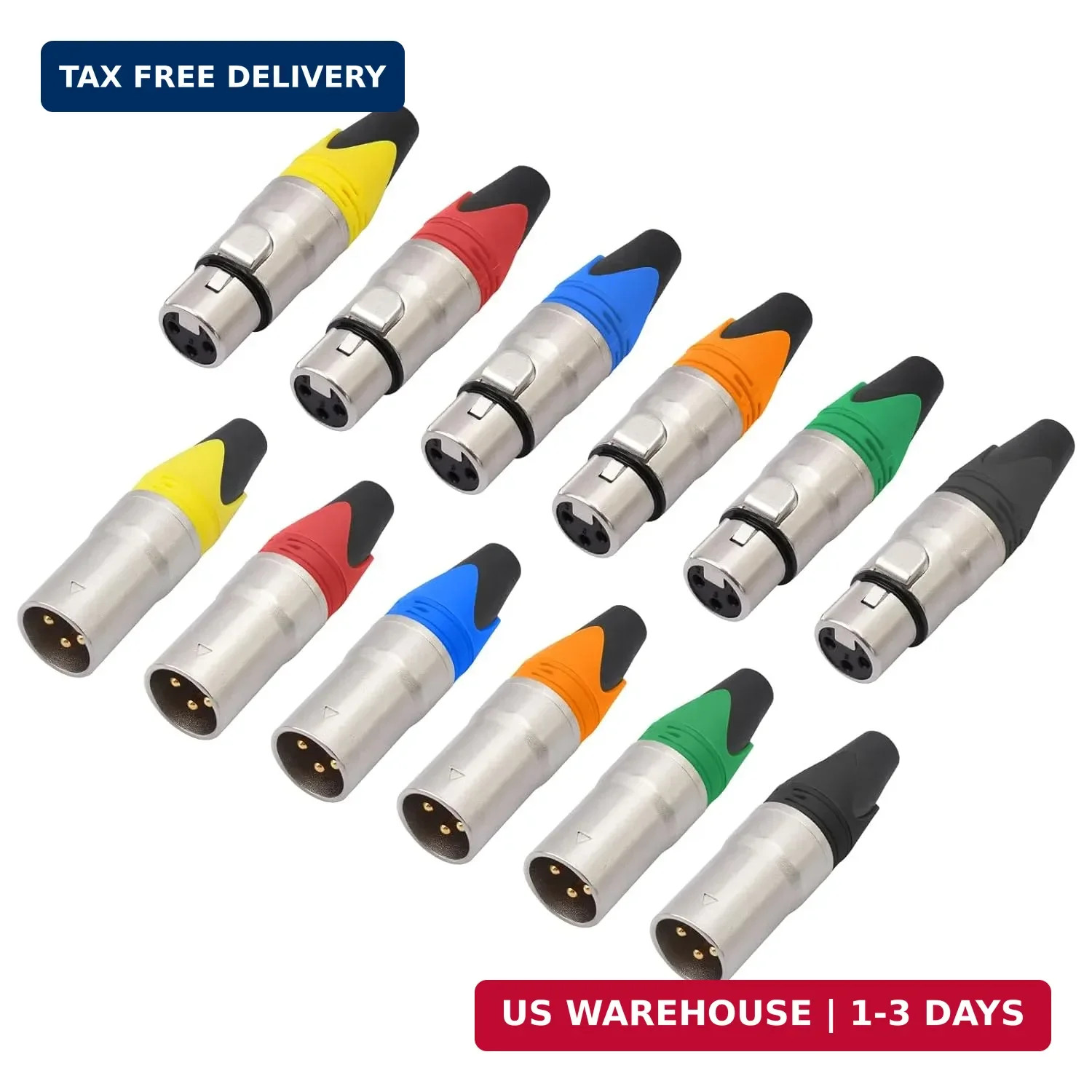 12-Piece 3 Pin XLR Solder Type Connector – 6 Male and 6 Female Plug Connector,Mi