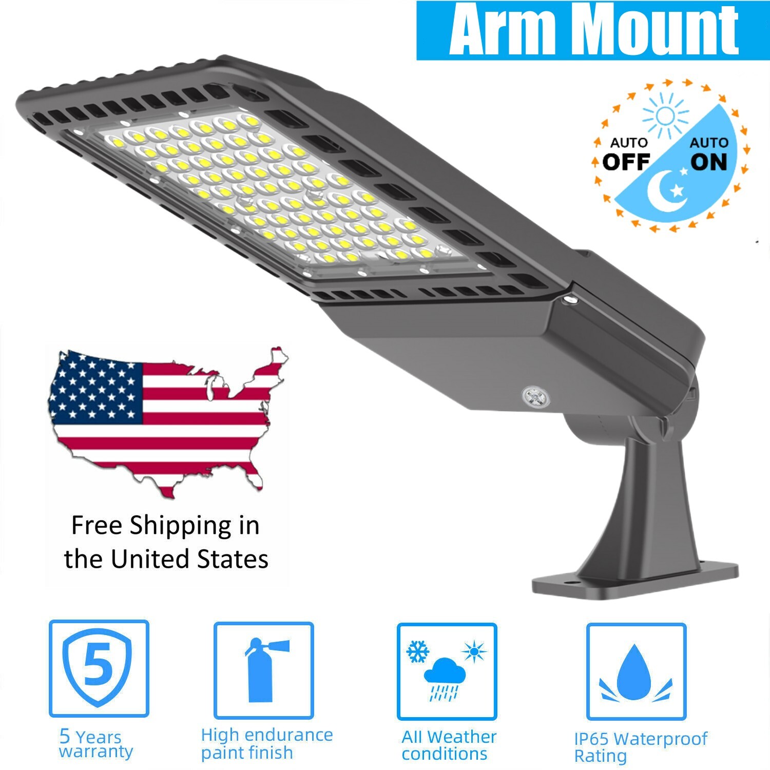 300W LED Parking Lot Pole Light Dusk To Dawn Outdoor Street Area Shoebox Lights