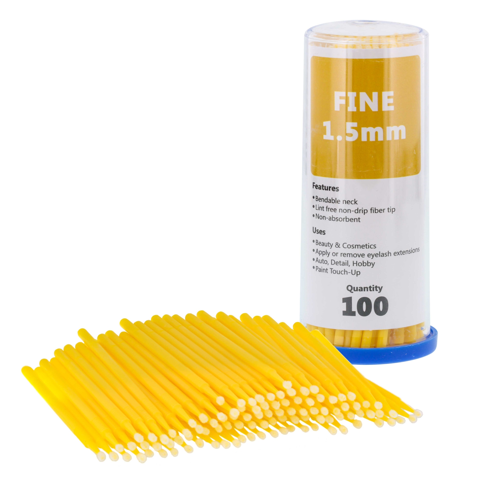 Paint Touch Up Micro Brushes, 100 Fine 1.5 mm Tip Brush Applicators, Auto Detail