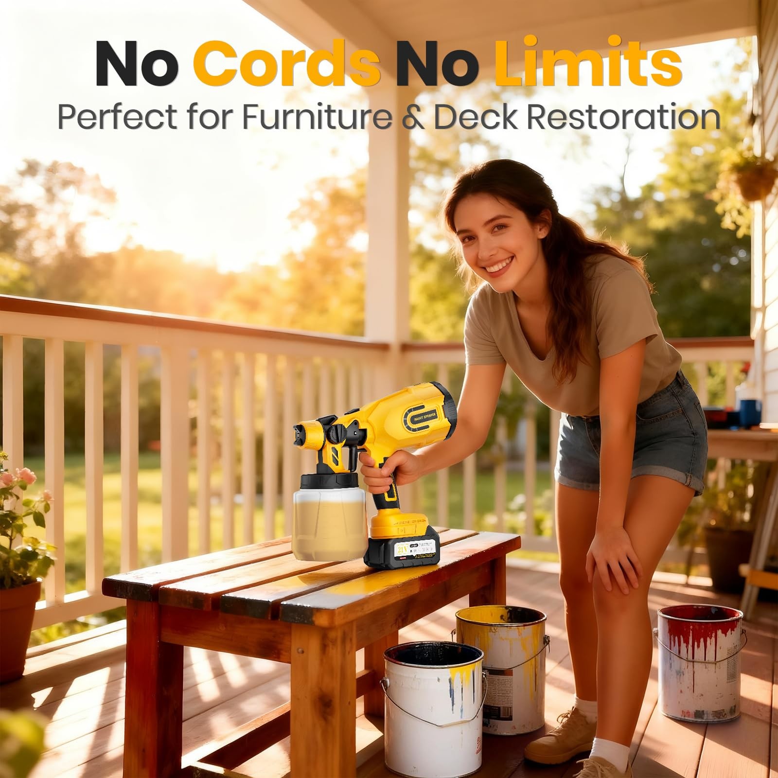 Luderignite Cordless Paint Sprayer 2 Batteries 650W Hvlp 21V Battery Powered