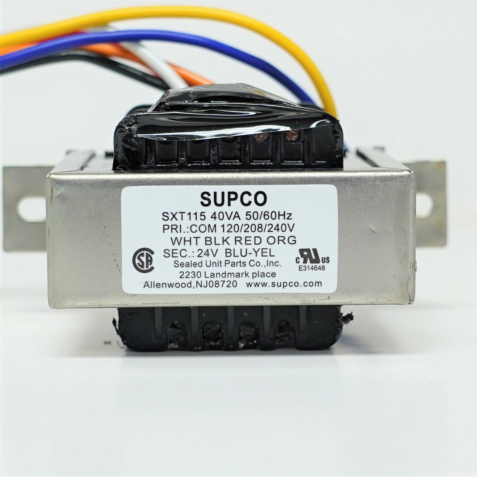 Supco SXT115 40VA HVAC Transformer 120/208/240 Volts x 24 Sec. VAC Foot Mount