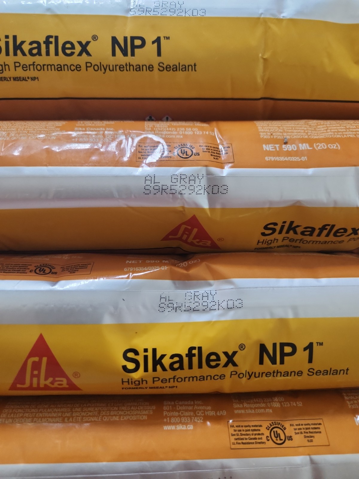 LOT OF 9 Sikaflex NP1 Polyurethane Sealant 20 Oz Sausage, Aluminum Gray