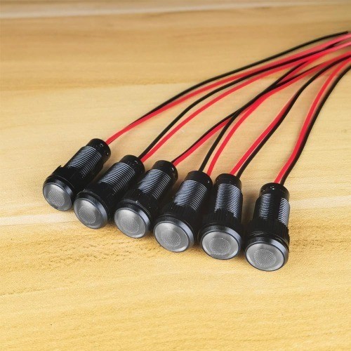 6Pcs White LED Indicator Indicator Light AC DC 12 24V 10mm Mounting Hole Flame