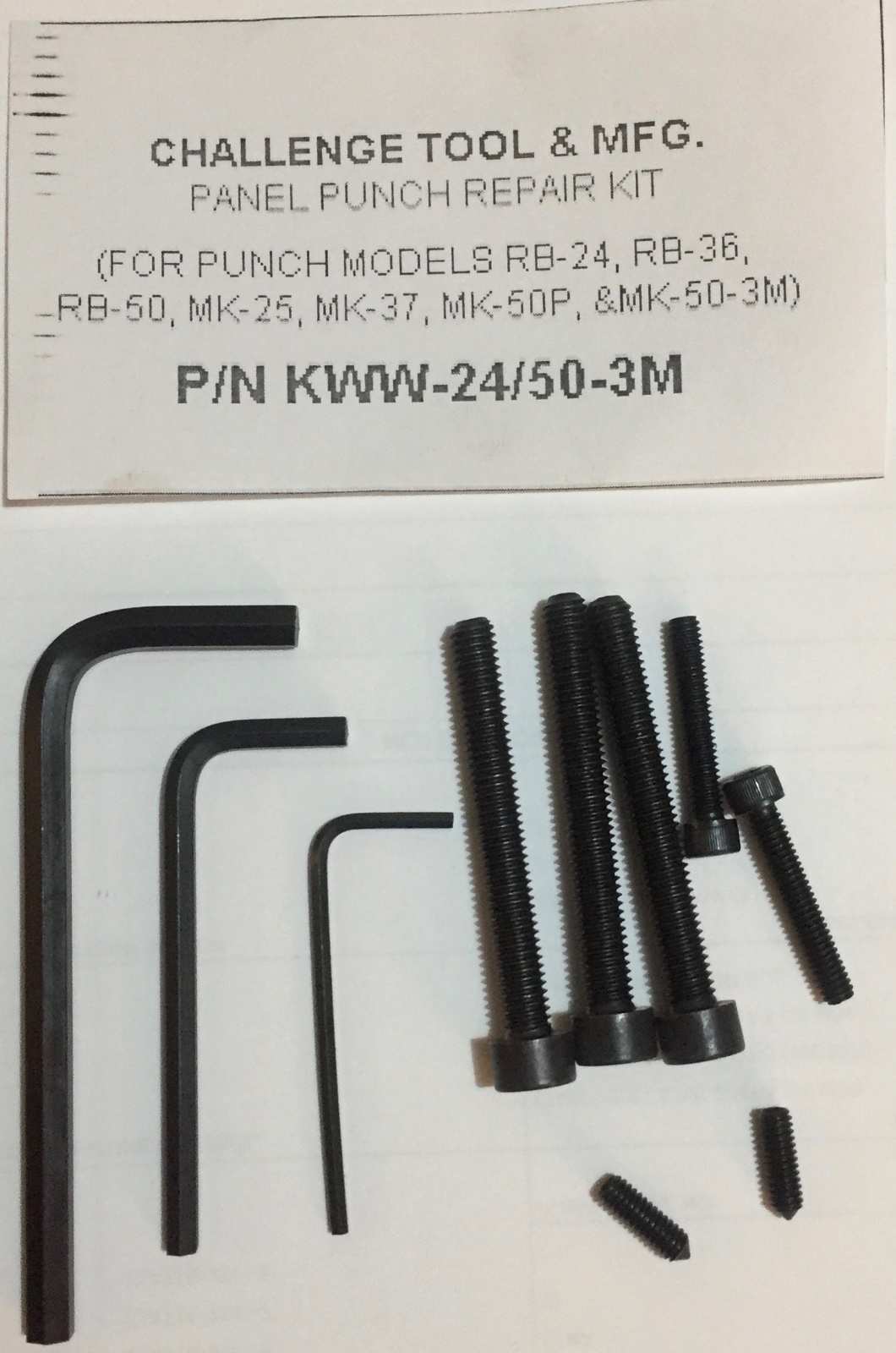 KWW-24/50-3M Panel Punch Repair Kit for RB-24/RB-36/RB-50/MK-25P/MK-37P/MK-50P