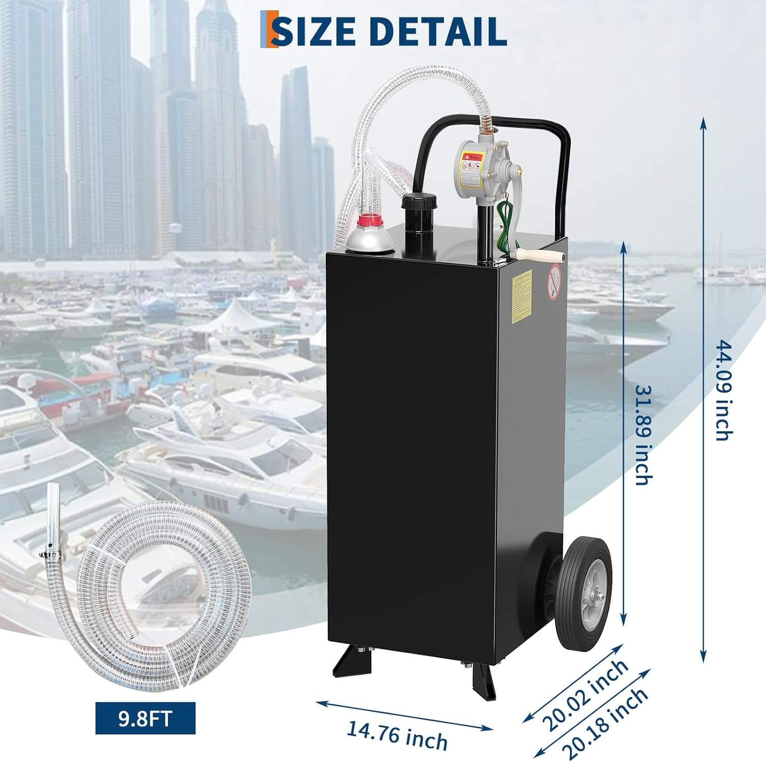 30 Gallon Fuel Caddy Fuel Storage Tank, Gasoline Diesel Fuel Container with Pump