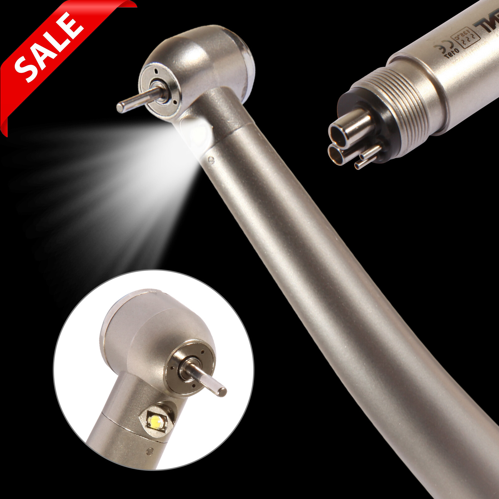 Dental E-generator LED Triple spray Fiber Optic Handpiece High Speed 4 Hole