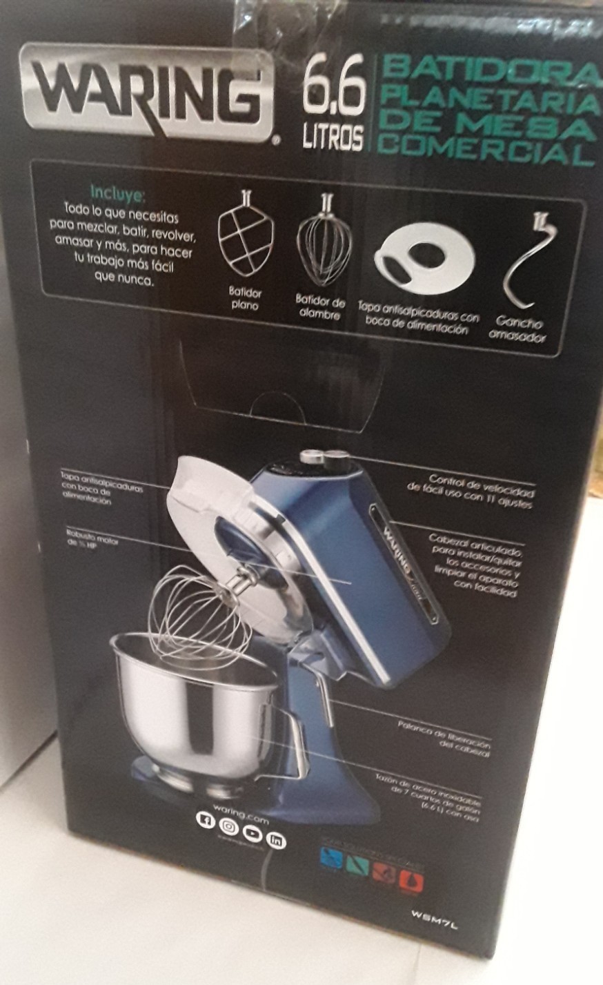 Brand New! WARING WSM7L Commercial Luna Planetary Countertop 7Qt Stand Mixer