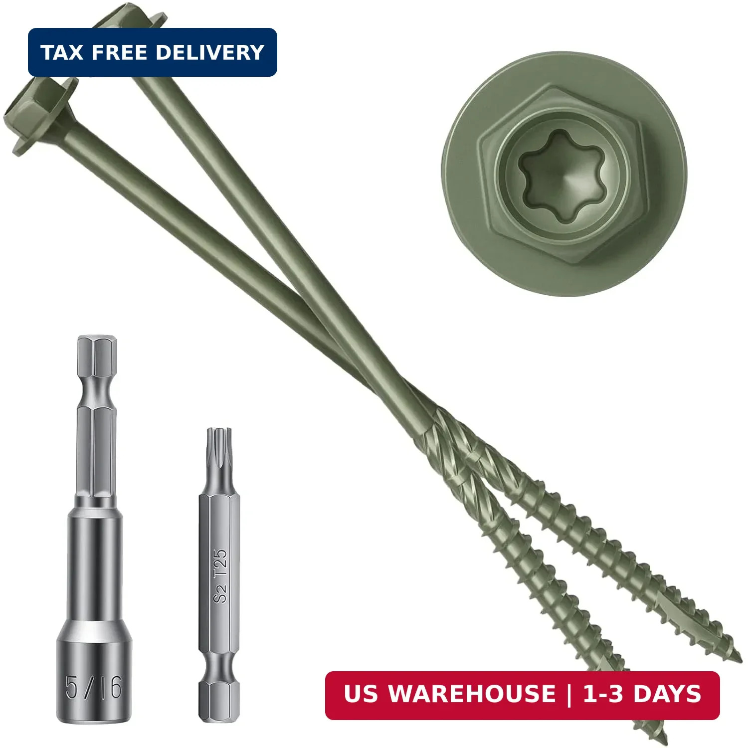 #14 x 8 Wood Structural Screws 50 Pack Hex Head Lag Screws, Rust Resistant Timbe