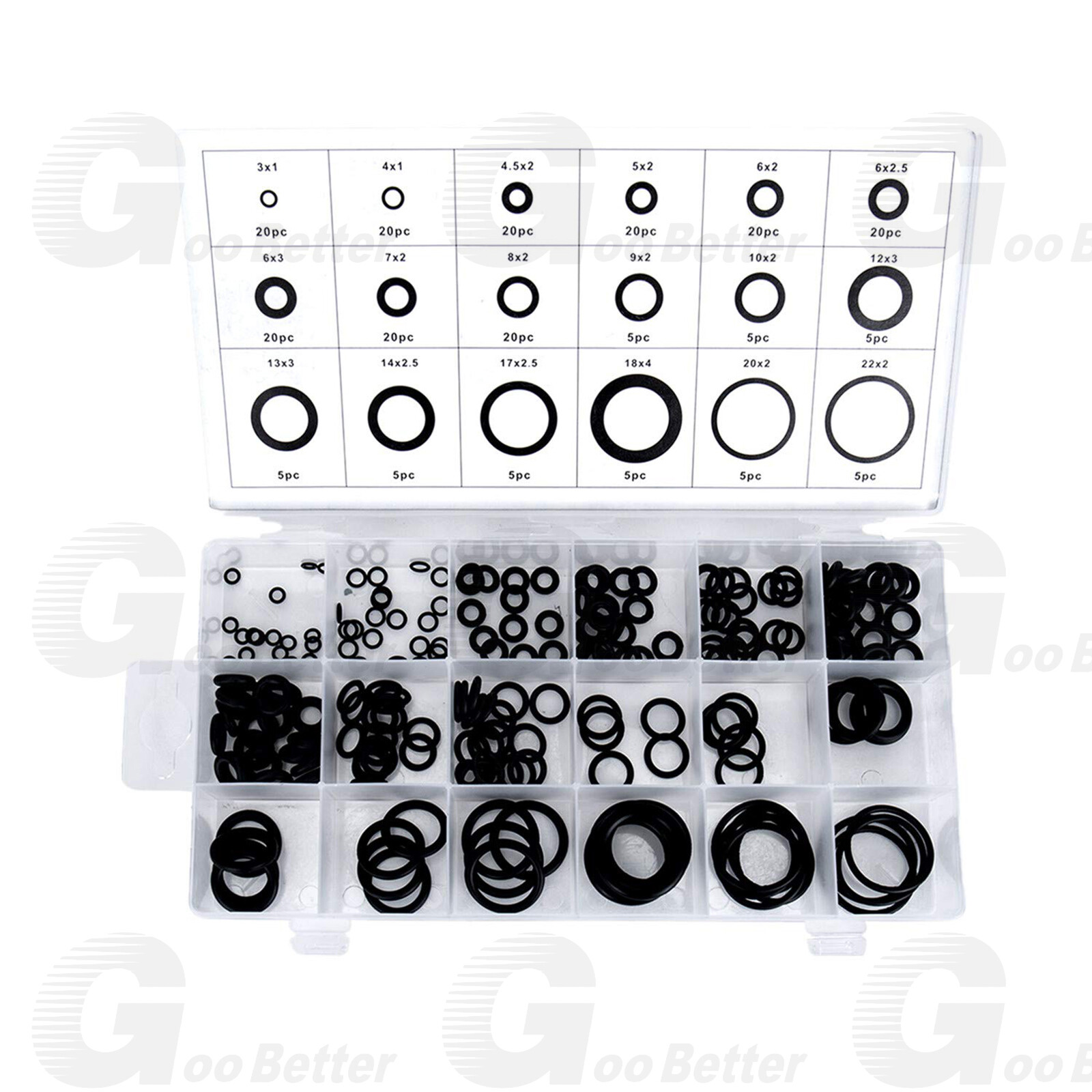 225pc Universal Rubber O-Ring Assortment Kit Gasket Plumbing Automotive Seal Set