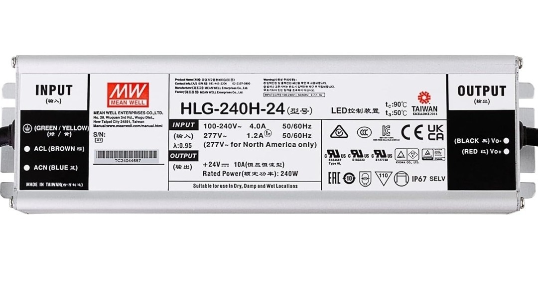 Original Mean Well HLG-240H-24A 24V 240W 10A LED PSU IP67 Outdoor Rugged New