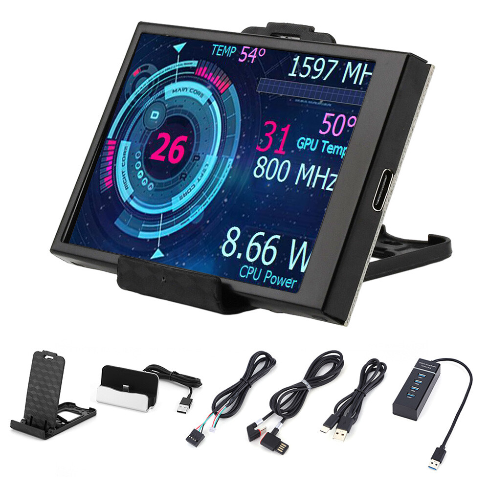 3.5 Inch IPS Secondary Screen Computer CPU Display USB LCD Monitor for AIDA64