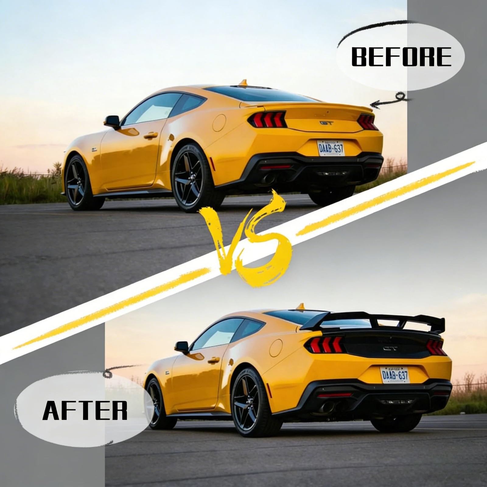 2024-2026 Mustang S650 EcoBoost/DH/GT/GT4 Trunk Spoiler Racing Style Gloss Black