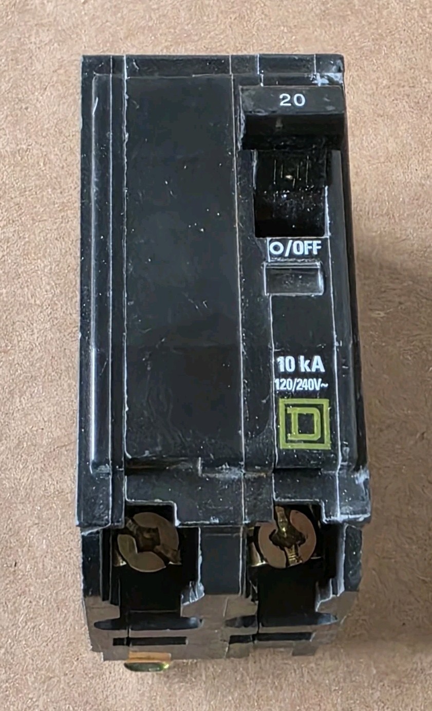 Square D QOB220 Bolt-On Circuit Breaker 2 pole 20 amp 120/240v 10kA USED