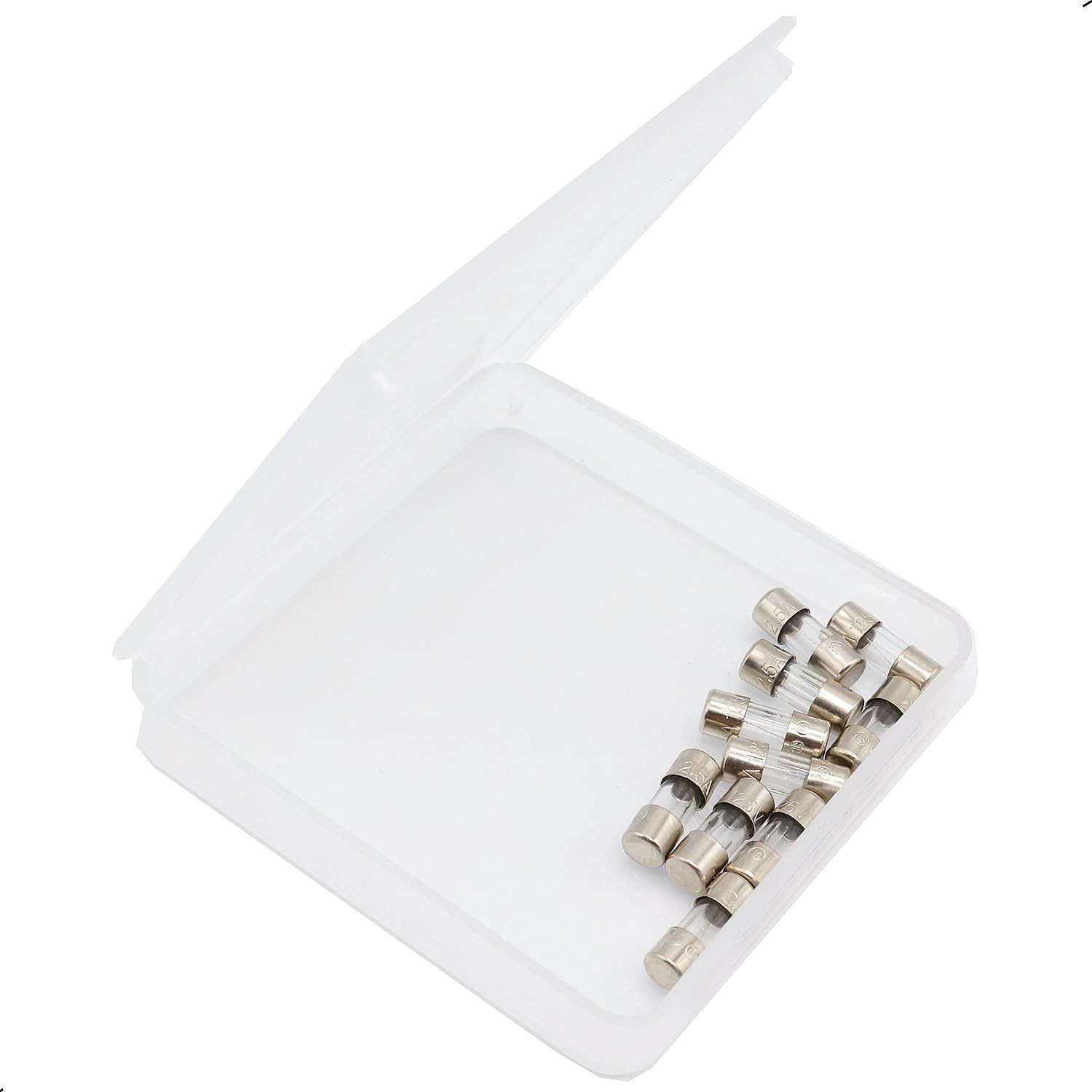 SIXQJZML 10 Pack F2.5AL Fast-Blow Mini Fuse 2.5A 2.5amp 125V Glass Fuses