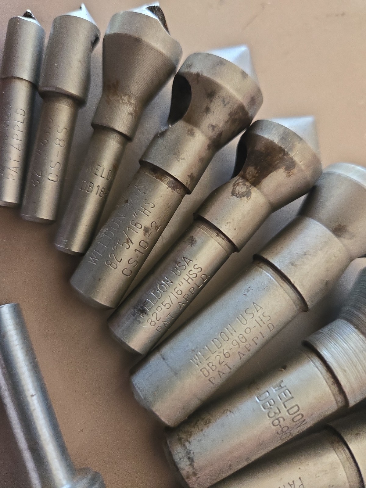 10PC LOT WELDON 60 82 90 DEGREE HSS COUNTERSINK DEBURRING TOOLS