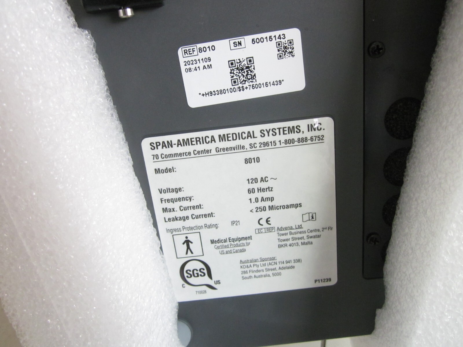 SPAN-AMERICA PRESSURE GUARD EASY AIR LR CONTROL UNIT 8010