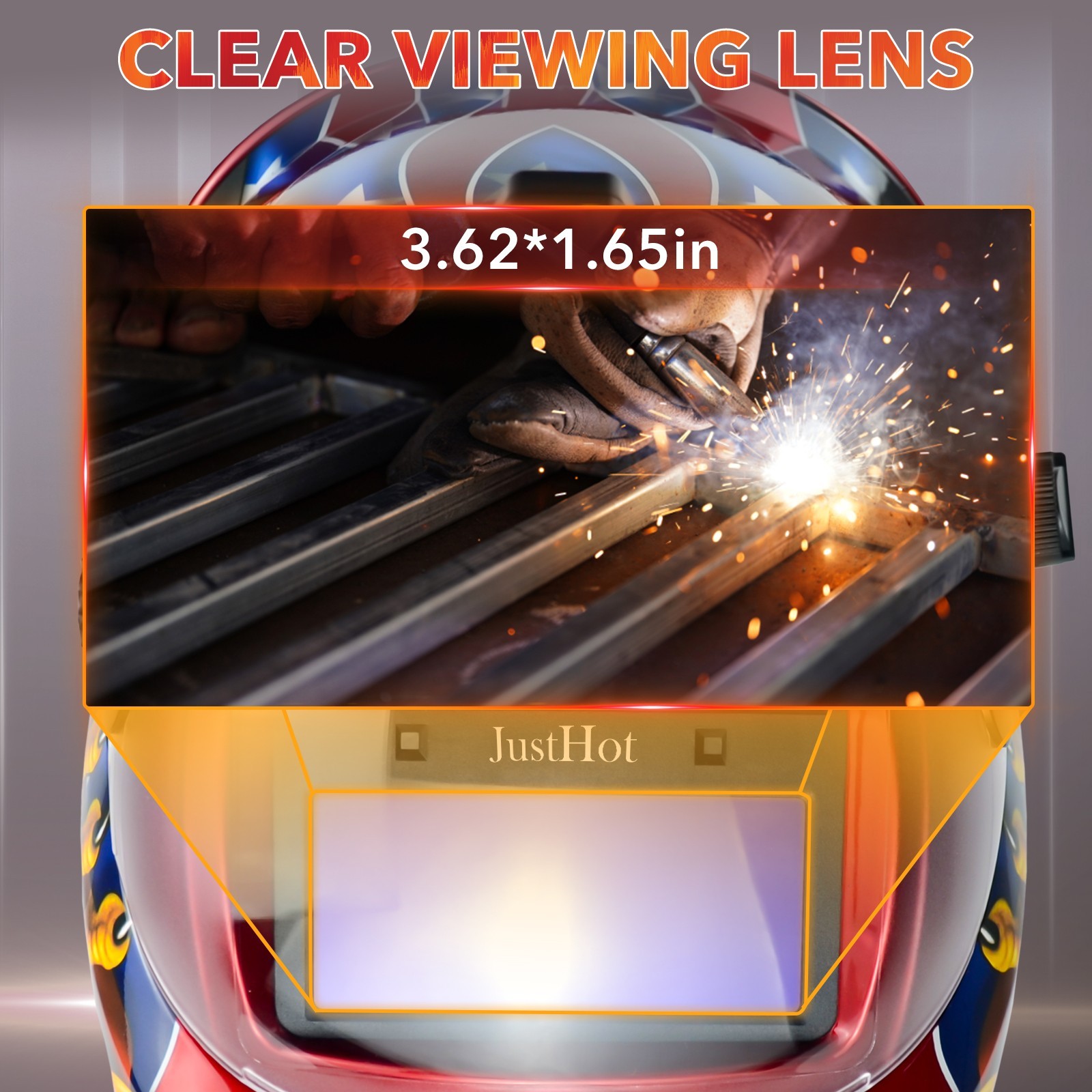 Solar Auto Darkening Welding Helmet/Hood, True Color 1/1/1/2 Clarity Grind Mode