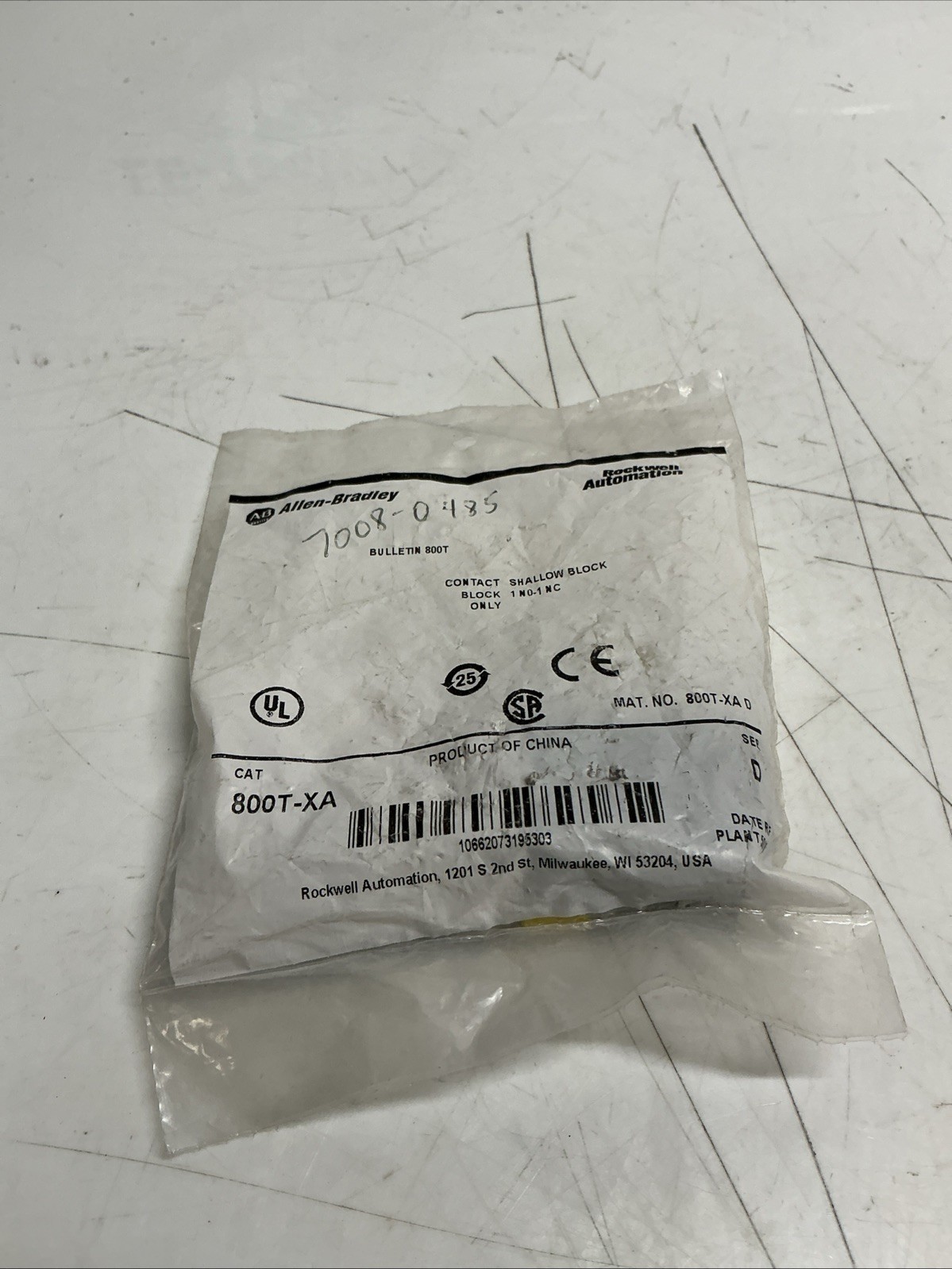 Allen Bradley 800T-XA SER. D CONTACT BLOCK AA-261