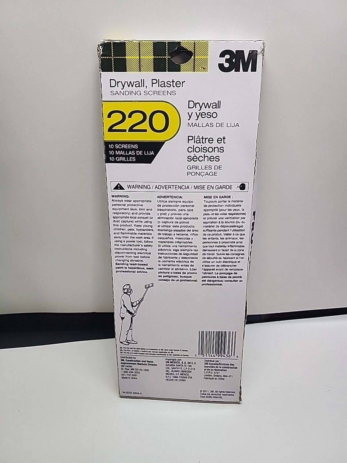 3M 99436 Drywall Sanding Screens, 220-Grit, 4-3/16″ x 11-1/4″, Black, 1-Pk of 10