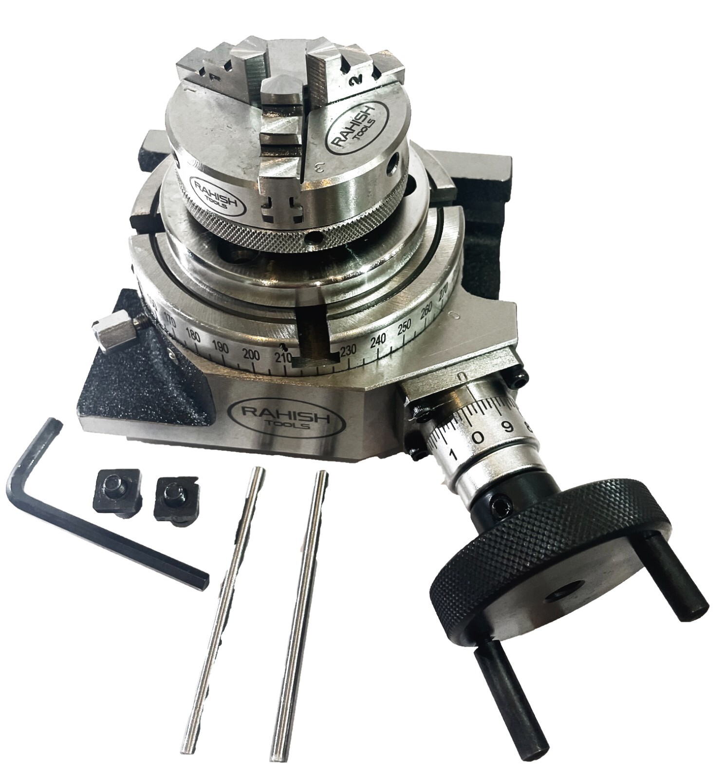 4″ 100 mm Rotary Table Horizontal And Vertical With 65 mm 3 Jaw Chuck Backplate