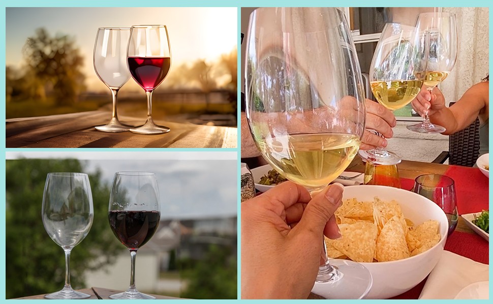 Unbreakable Cabernet and Merlot Bordeaux Red Wine Glasses, Made of Shatterproof