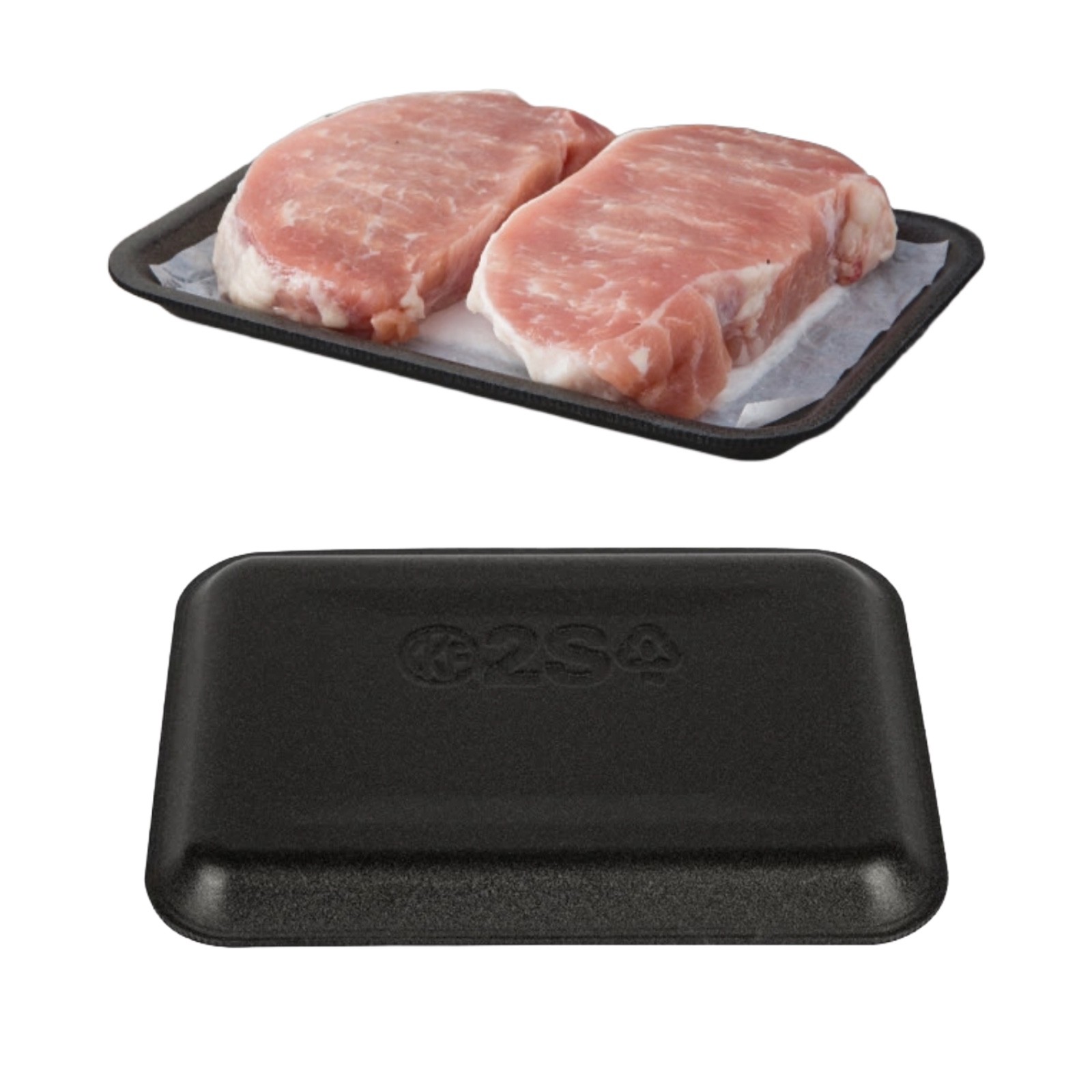 CKF 2S Black Foam Meat Trays – 100 Count | Butcher Grocery Food Packaging