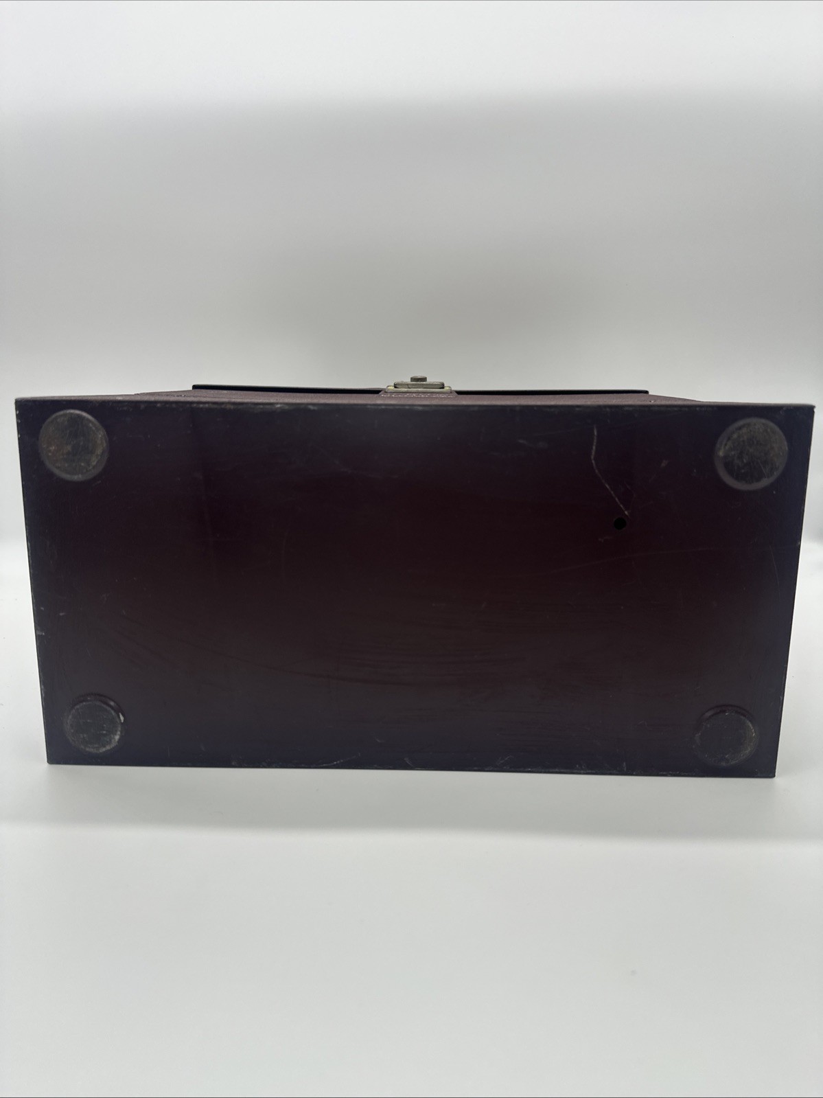 Vintage Yawman & Erbe Record Chest Metal File Storage Box Dark Mahogany Brown